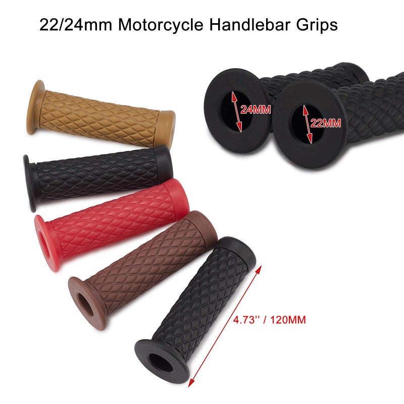 DKMOTORK 0031 Motorcycle Handlebar Grips for 7/8" Handlebars 22mm/24mm Non Slip Universal Black(Not fit for Bicycle) - Image 3